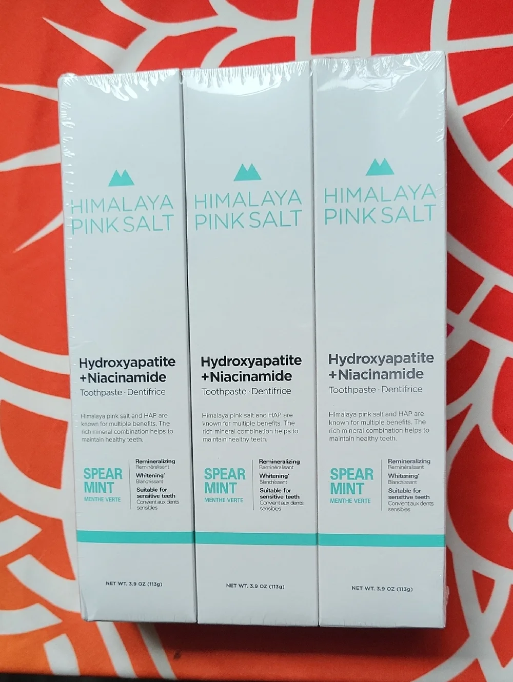 3-pack Himalaya Pink Salt Hydroxyapatite + Niacinamide Toothpaste